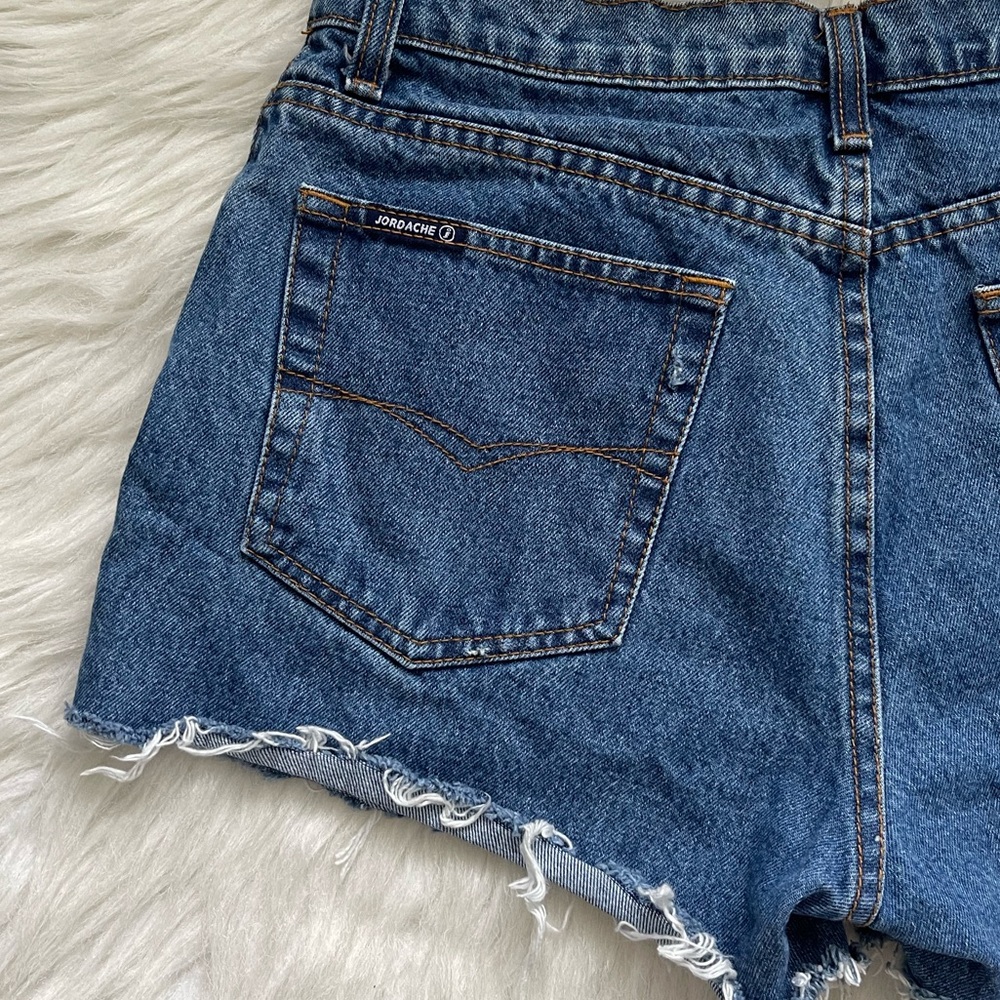 Vintage 90s Dark Wash Jordache High-Waisted Denim Cut-Off Jean Shorts - Picture 3 of 12